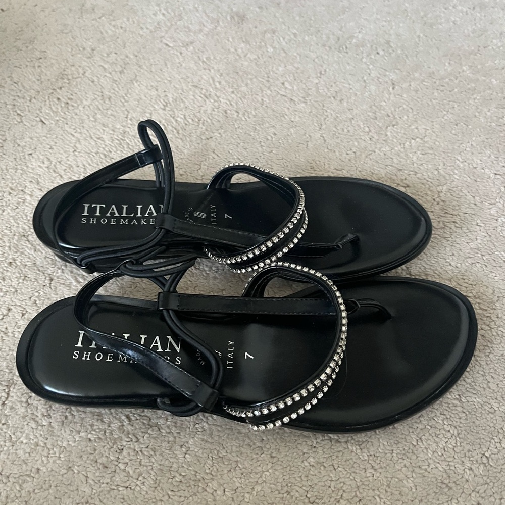 Italian Shoemakers Black Rhinestone Sandals